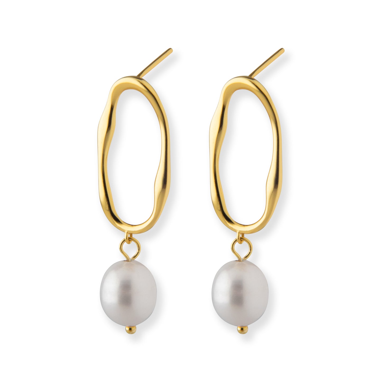 Oval Drop Pearl Earrings