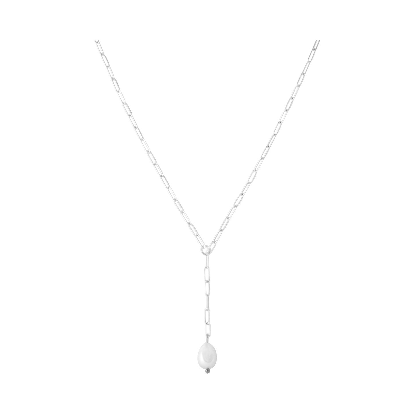 Paperclip Baroque Drop Necklace