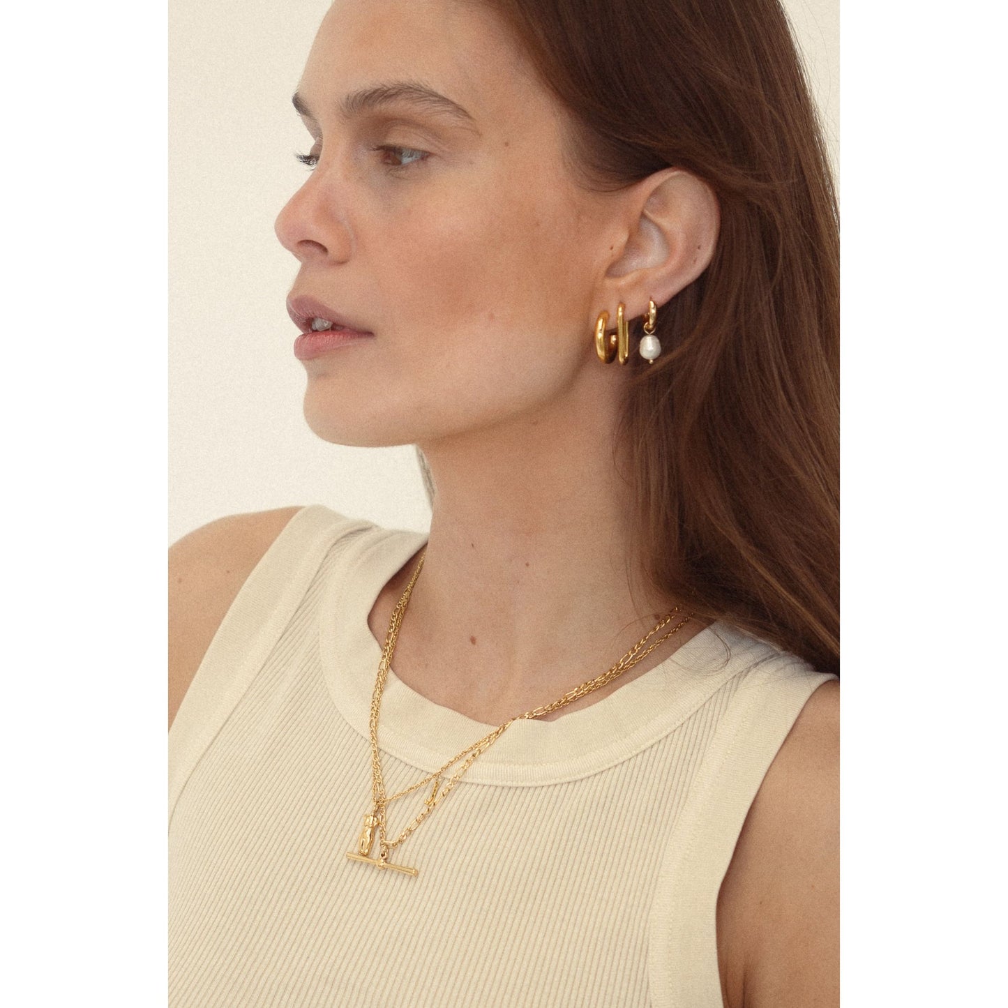 Thick Gold Pearl Earrings