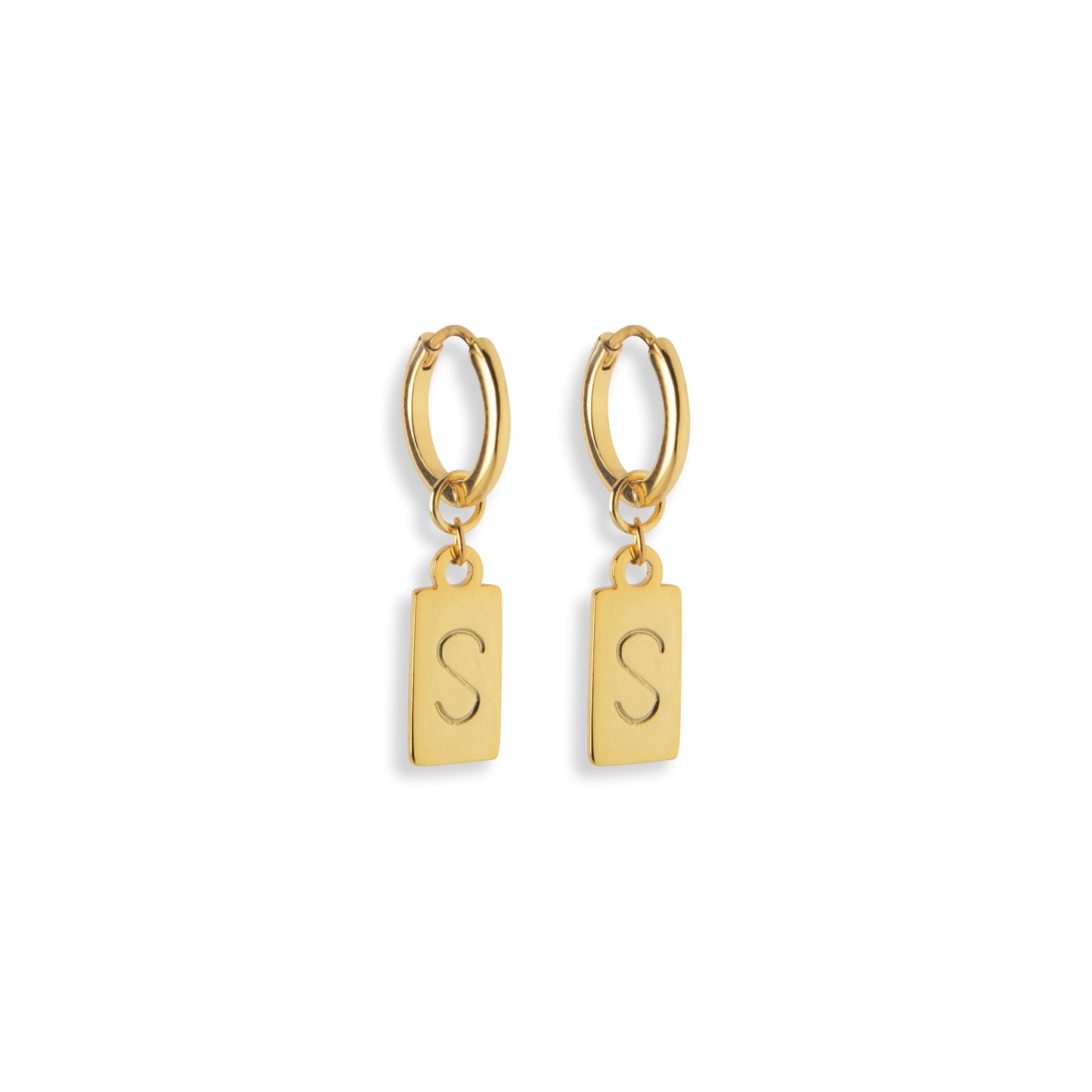 Initial Tag Earrings