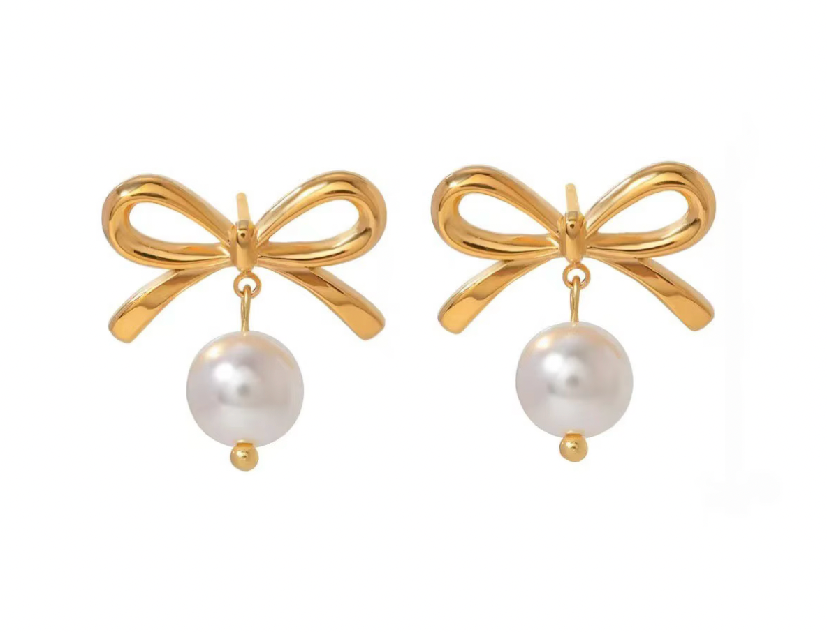 Bow Pearl Studs